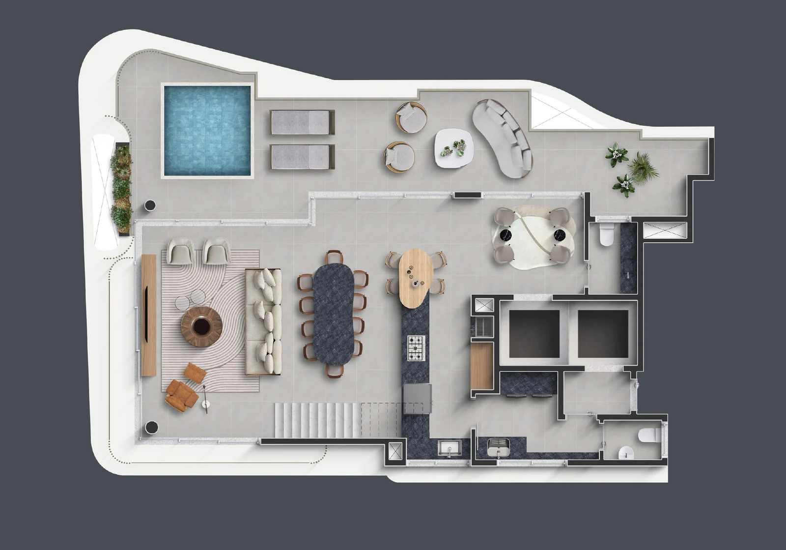Planta inferior cobertura 01 AION 286 m²