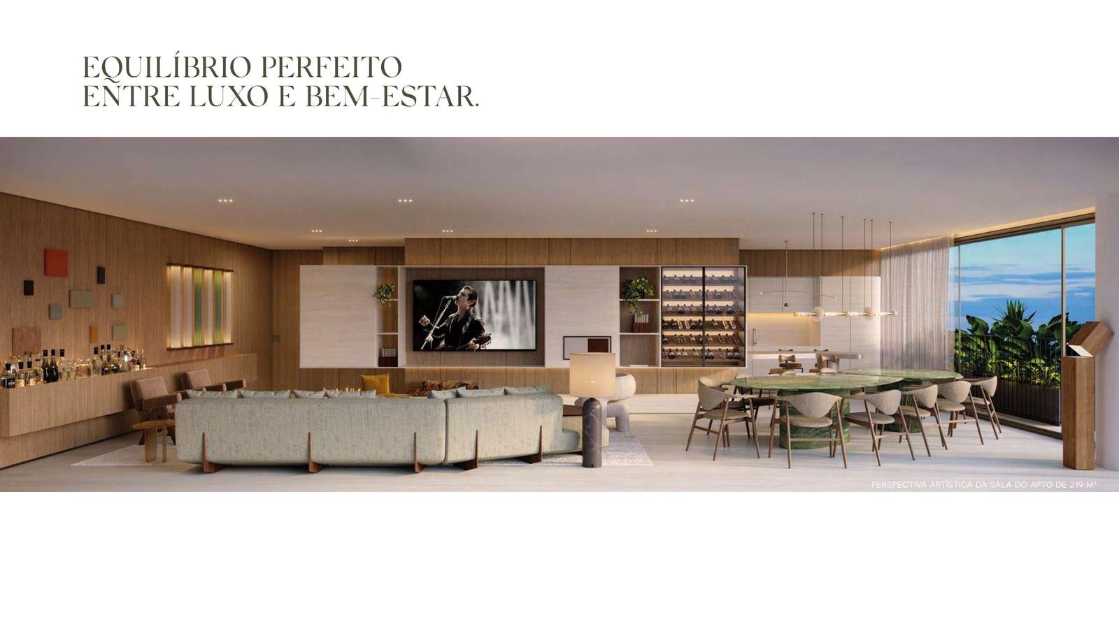 Cozinha e sala de jantar do apartamento de 219 m²