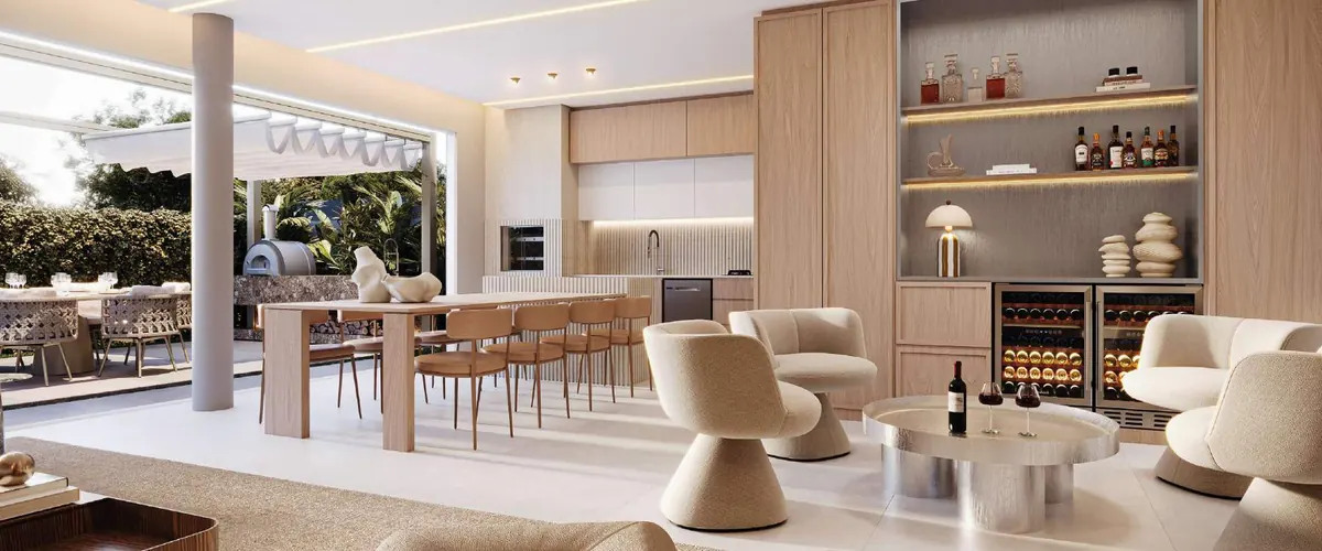 Cozinha gourmet integrada ao living, planta A layout 2