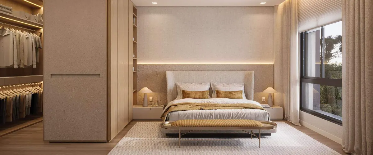 Suíte master com espaço para closet, planta A