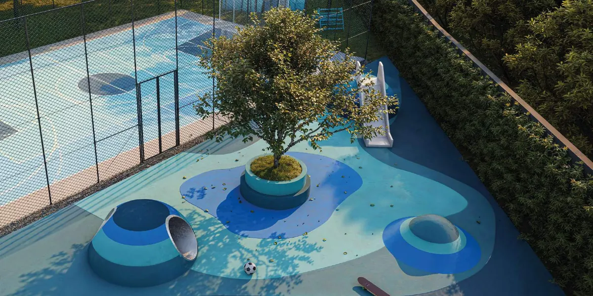 Playground baby com piso colorido