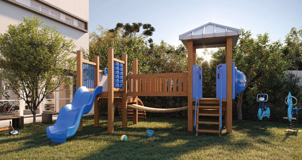 Playground kids com brinquedos de madeira