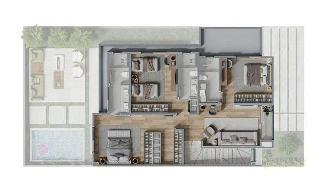 Planta A layout 1, pavimento superior