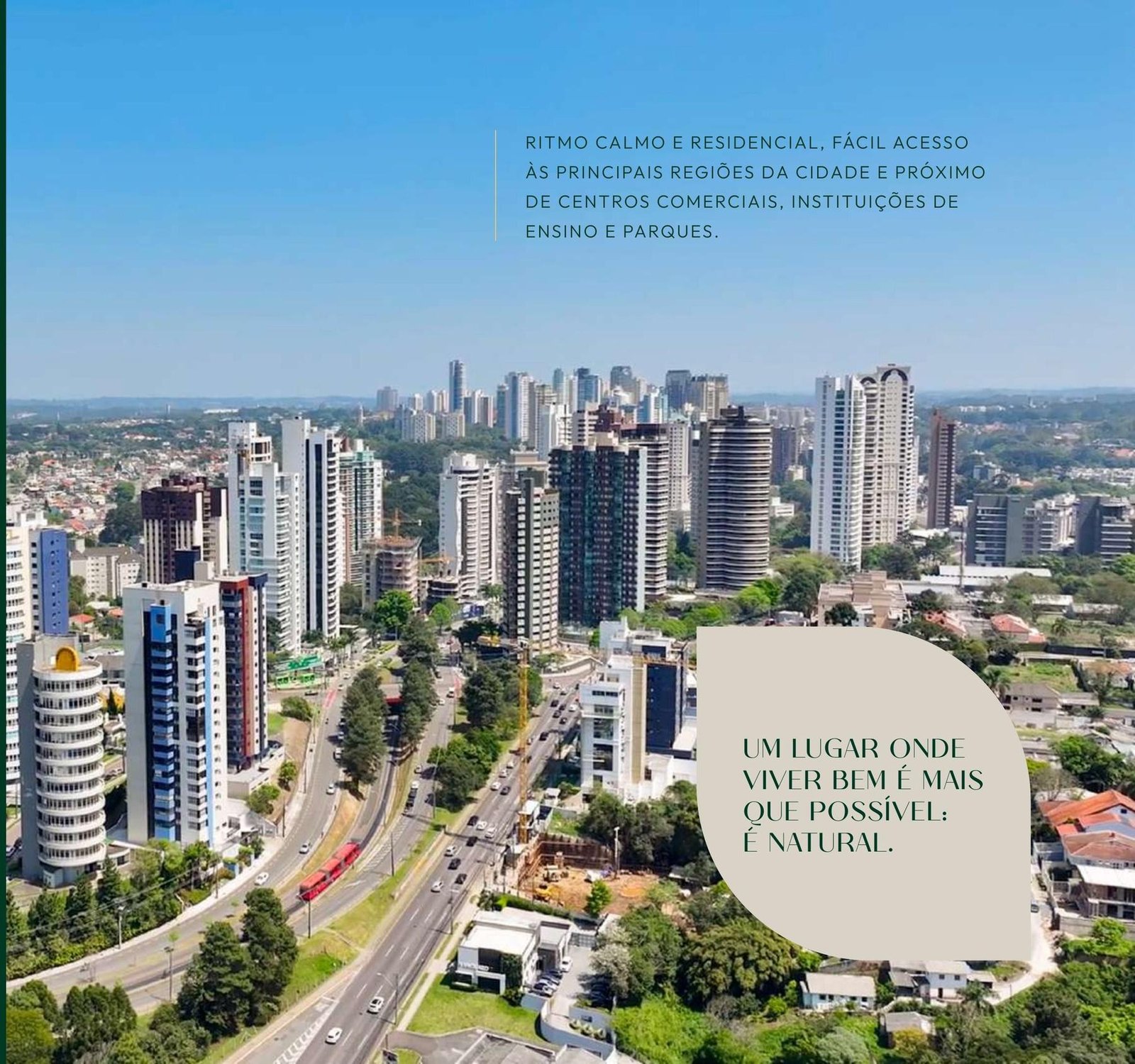 Vista aérea do Ecoville e skyline de Curitiba, região onde está localizado o Aurora Garden