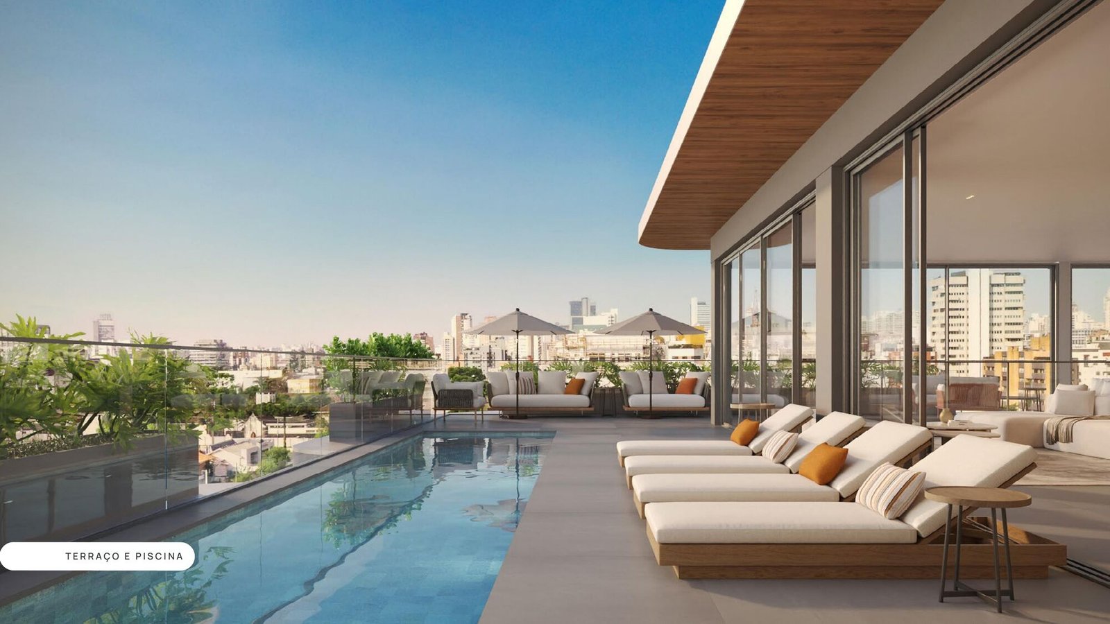 Terraço com piscina privativa da cobertura duplex do Carmelo 180