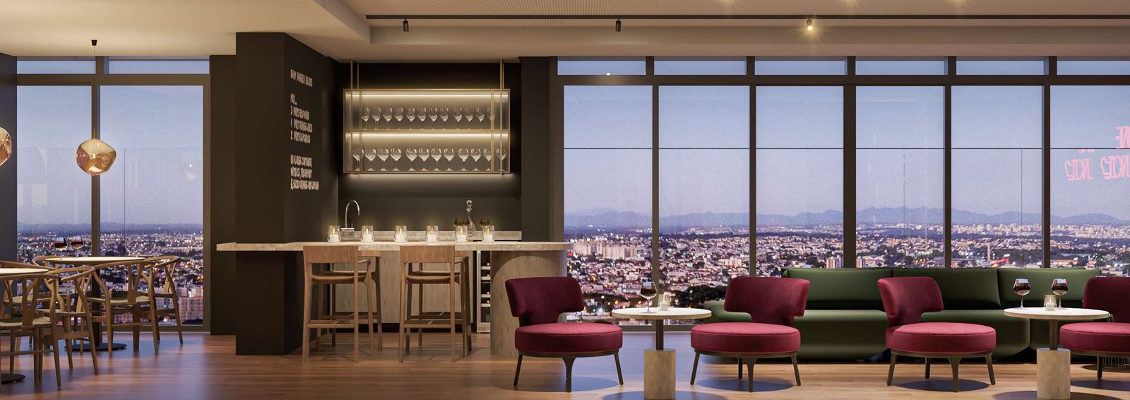 Wine Bar do CEDRAT com vista panorâmica para Curitiba