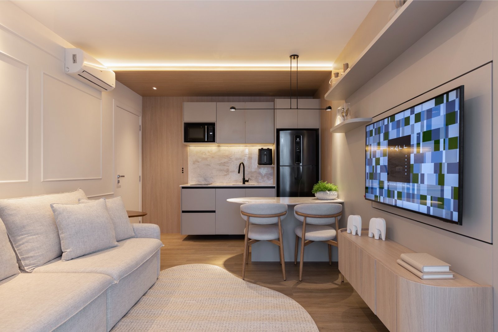 Cozinha do apartamento decorado Hall Design