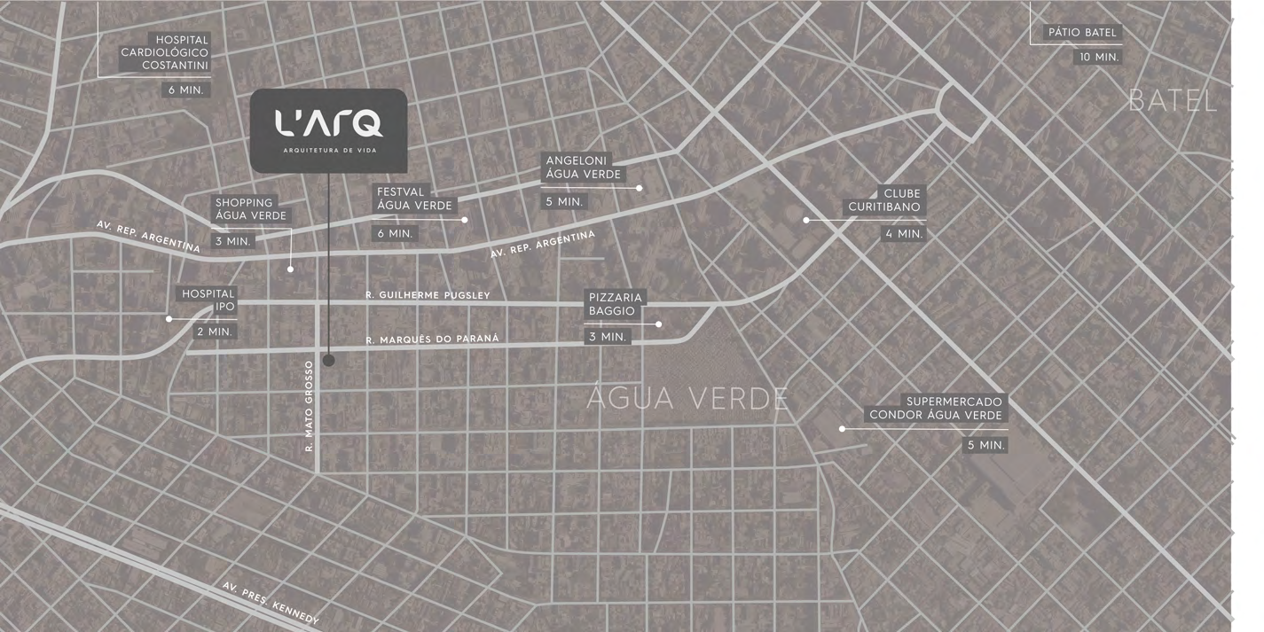 Mapa de localização do L'ARQ no Água Verde