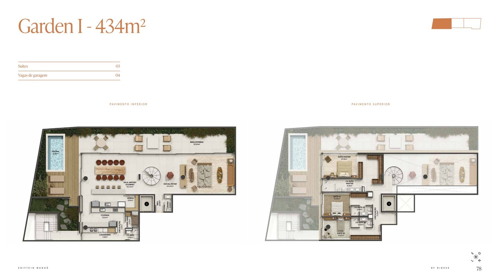 Planta do Garden I, 434 m², Edifício Manhã