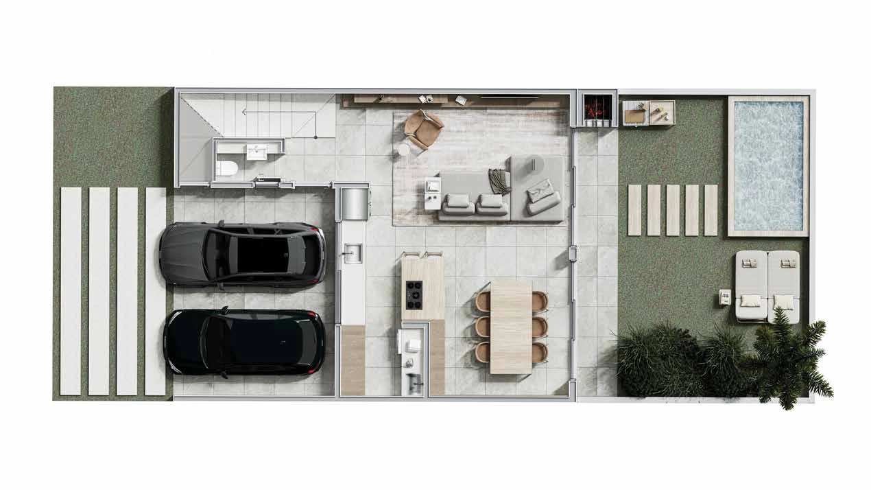 Planta da Casa tipo A, pavimento térreo