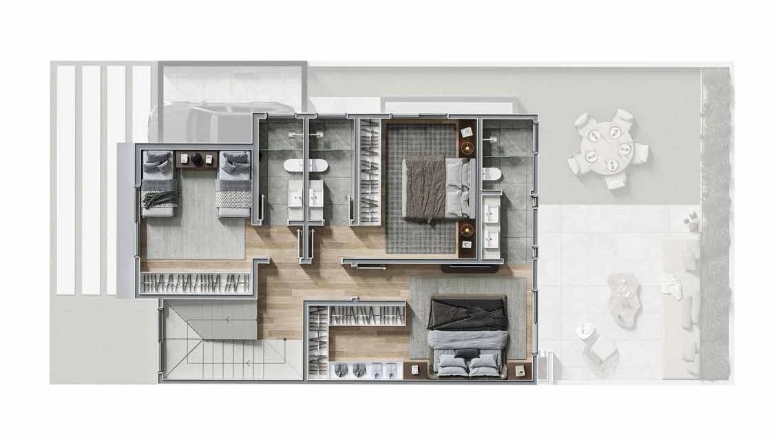 Planta da Casa tipo B, pavimento superior
