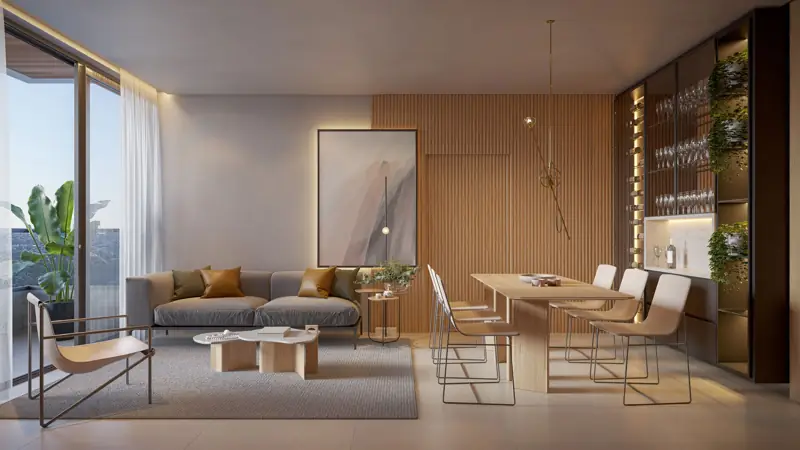 Living do Apartamento Tipo 1 do Réve, em Curitiba