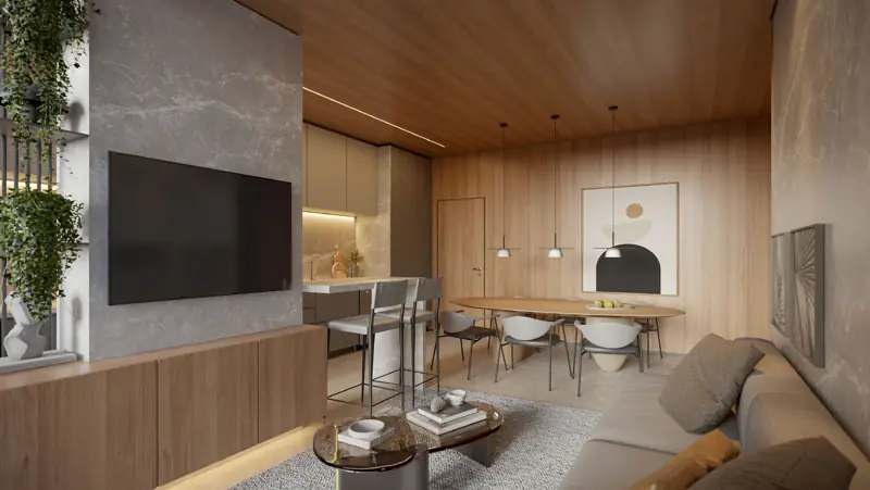Living do Apartamento Tipo 3 do Réve, em Curitiba