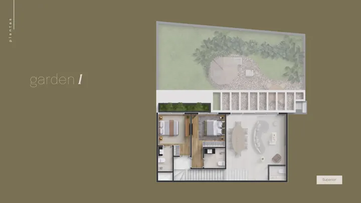 Planta do Garden 1 do Réve, 124 m² (pavimento superior)