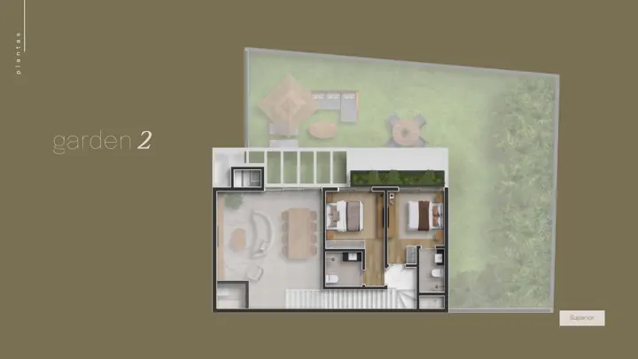 Planta do Garden 2 do Réve, 124 m² (pavimento superior)