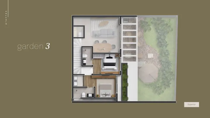 Planta do Garden 3 do Réve, 117 m² (pavimento superior)