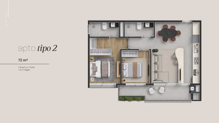 Planta do Apartamento Tipo 2 do Réve, 72 m² (planta)