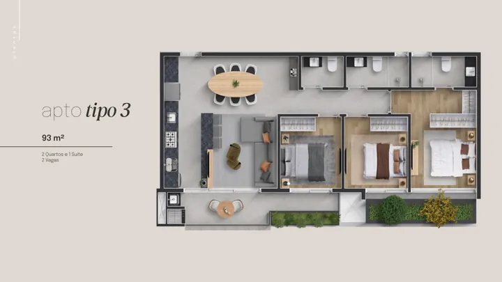 Planta do Apartamento Tipo 3 do Réve, 93 m² (planta)