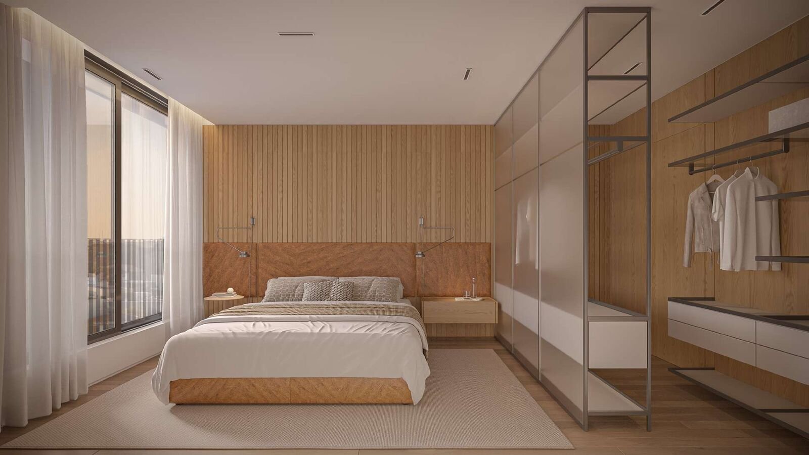 Suíte master com closet planejado do apartamento tipo do Tauá
