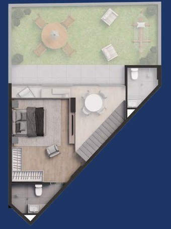 Planta de unidade duplex do 1º andar
